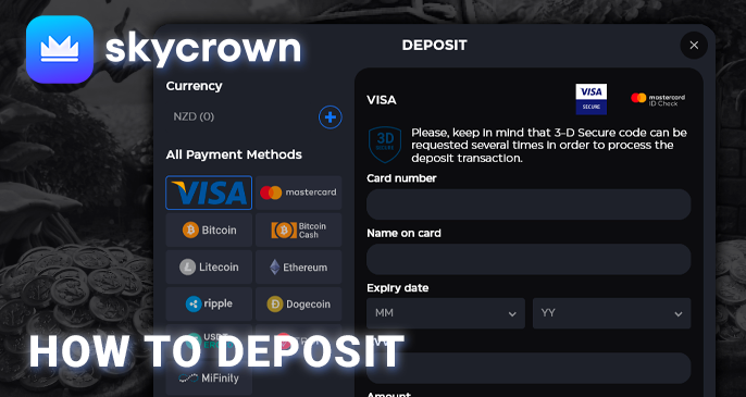 SkyCrown Casino Deposit Form - instructions for depositing