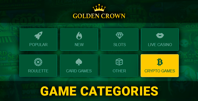 Categories of gambling games on the site Golden Crown - their list and the number of games