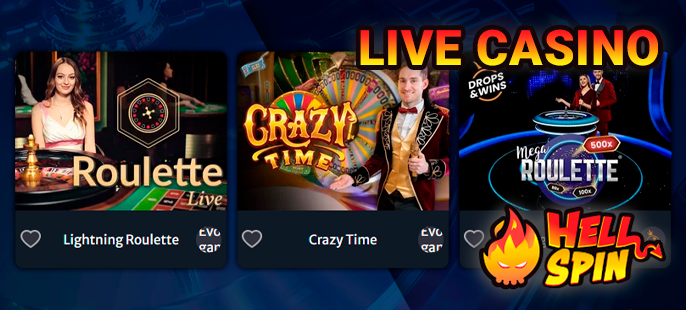 Live games at Hell Spin Casino and their categories
