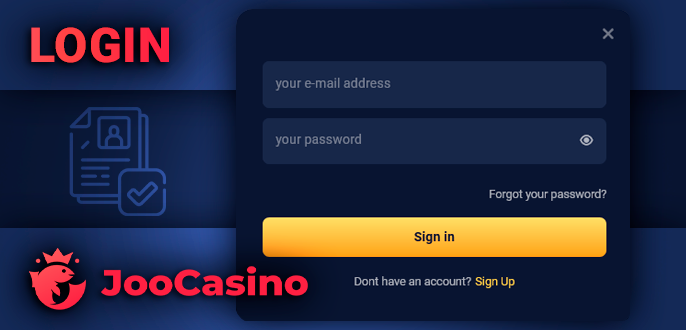 Joo Casino authorization form - step-by-step instructions