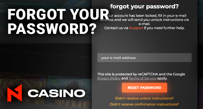 Recover your password at N1casino - recover your account