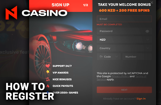 Registration at the N1 casino - instructions for registration