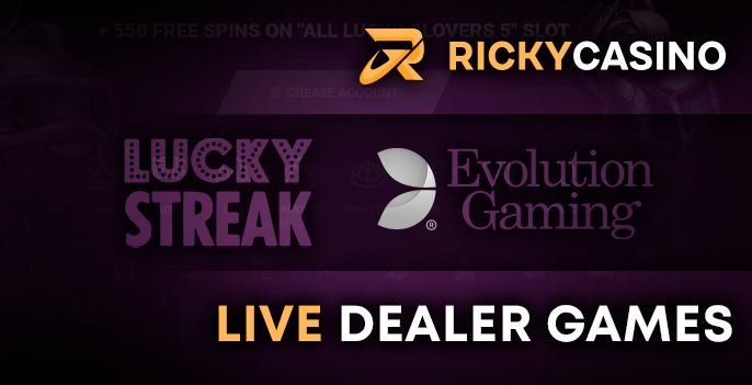 Live game providers at Ricky Casino for users