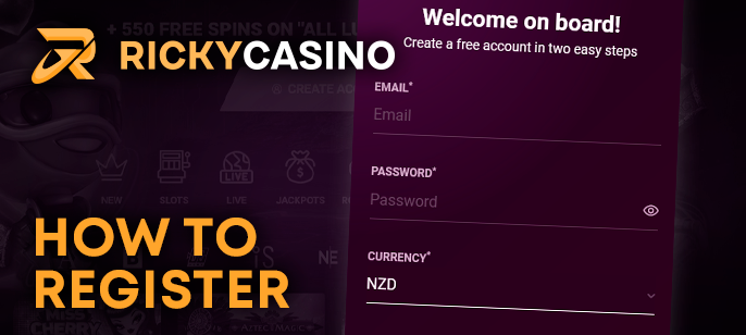 Signing up for Ricky Casino with personal information