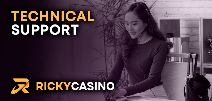 Technical support at Ricky Casino - how to contact