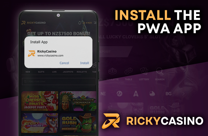 Download Ricky Casino mobile app on phone - instructions for installation