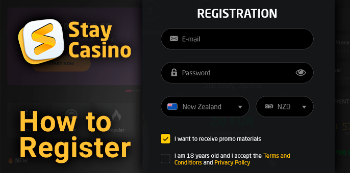 Registration on Stay Casino project - step-by-step instructions