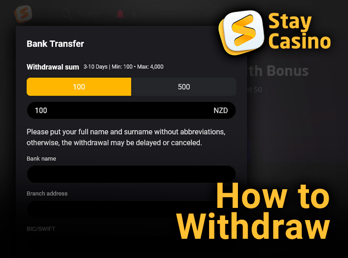Withdrawing money from Stay Casino to your account - instructions