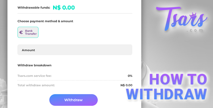 Tsars Casino withdrawal form - how to withdraw money
