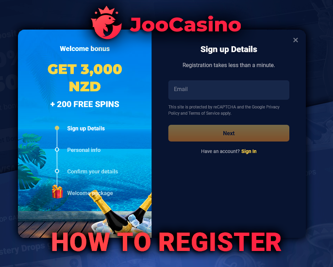 Joo Casino registration form - track registration instructions